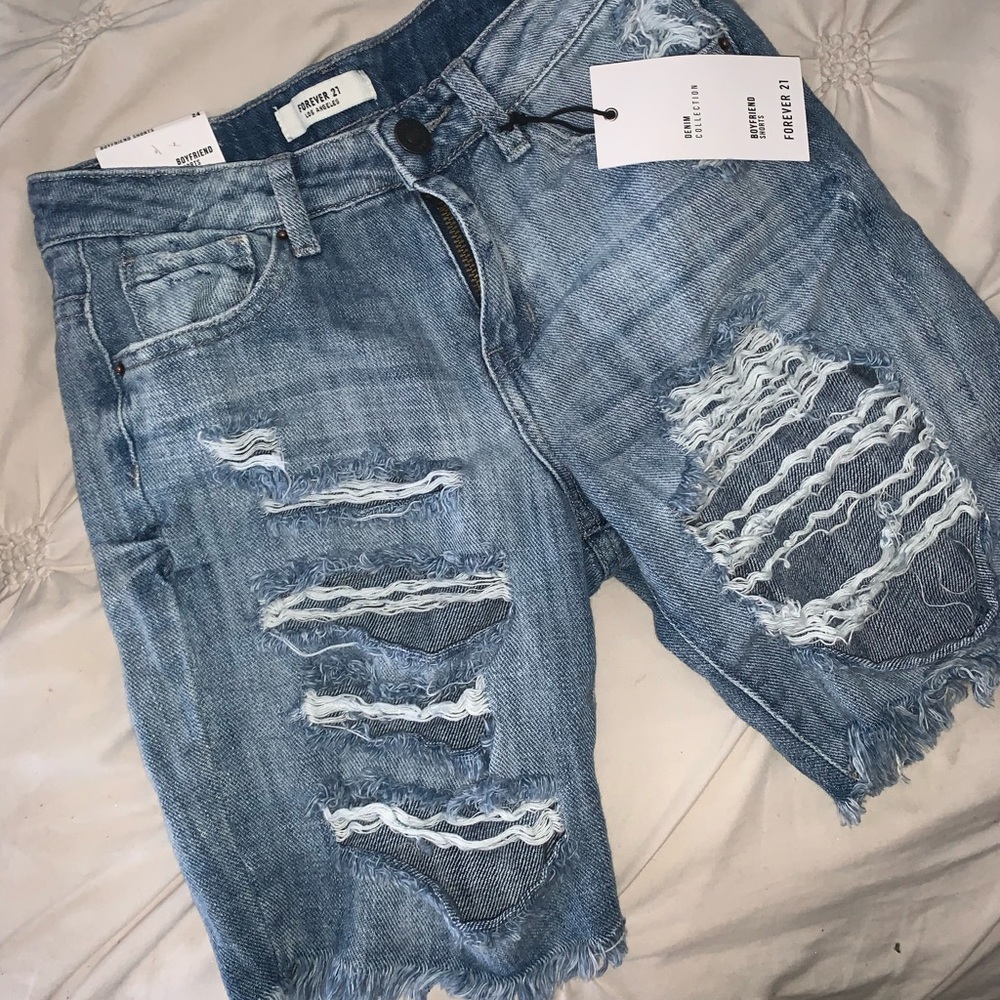 Distressed denim boyfriend shorts size 24 (0,XS) - Picture 1 of 6